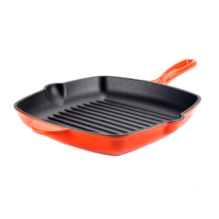 Po&ecirc;le &agrave; gril en fonte &eacute;maill&eacute;e &ndash; Po&ecirc;le &agrave; steak carr&eacute;e avec becs d'&eacute;gouttement
