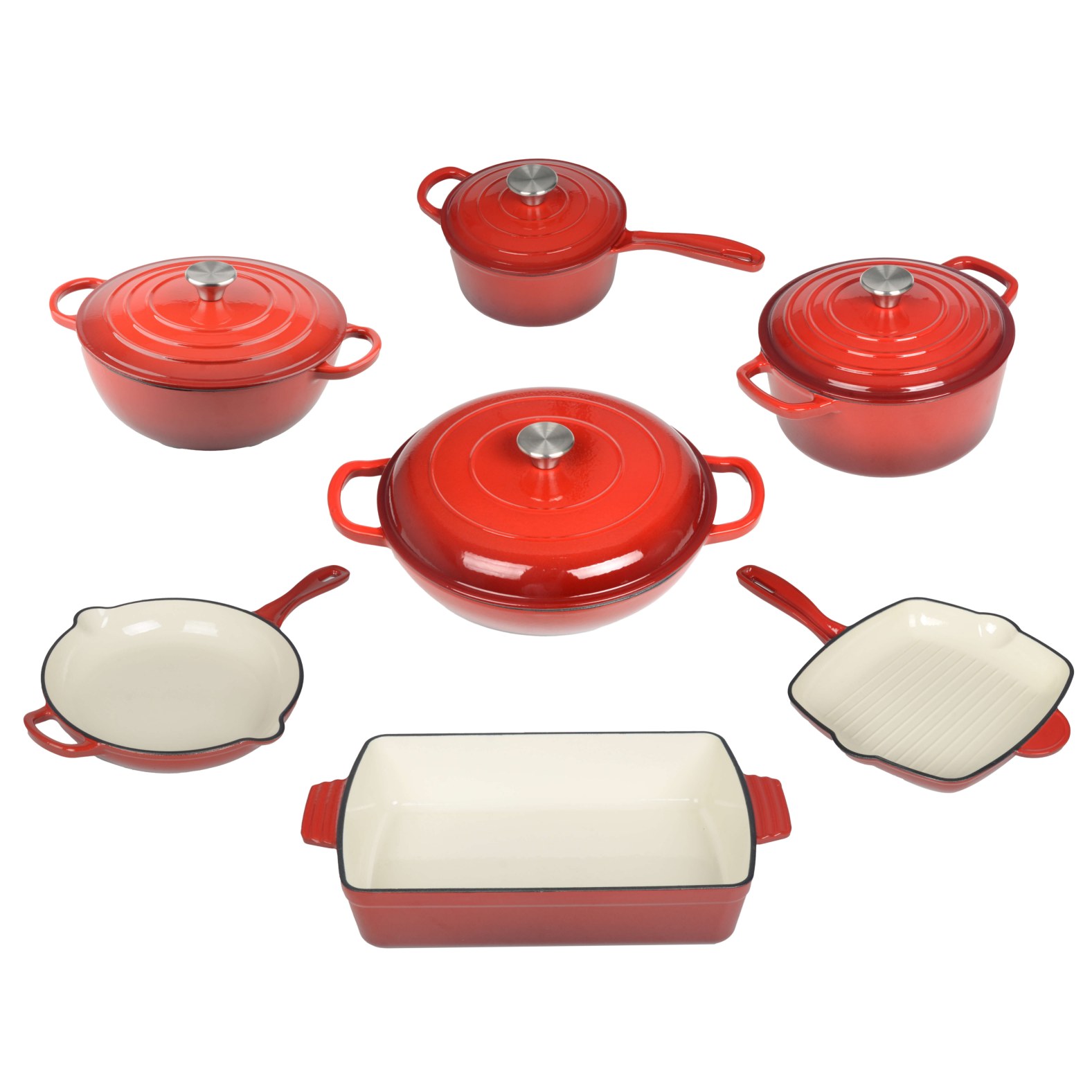 Batterie de cuisine en fonte &eacute;maill&eacute;e