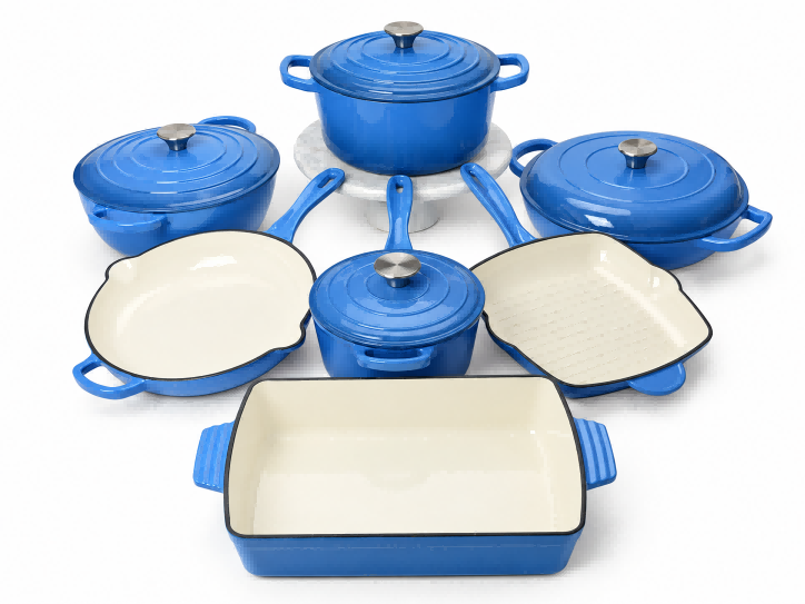 Batterie de cuisine en fonte &eacute;maill&eacute;e