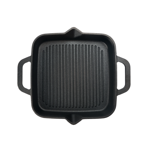 Po&ecirc;le grill carr&eacute;e en fonte pr&eacute;-enduite de 30&nbsp;cm