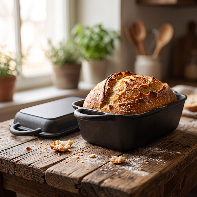 Moule &agrave; pain en fonte en gros : moule &agrave; levain 2 en 1 avec couvercle