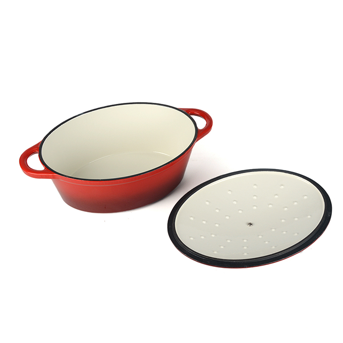 Cocotte ovale en fonte &eacute;maill&eacute;e 20 cm