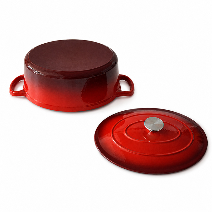 Cocotte ronde en fonte &eacute;maill&eacute;e