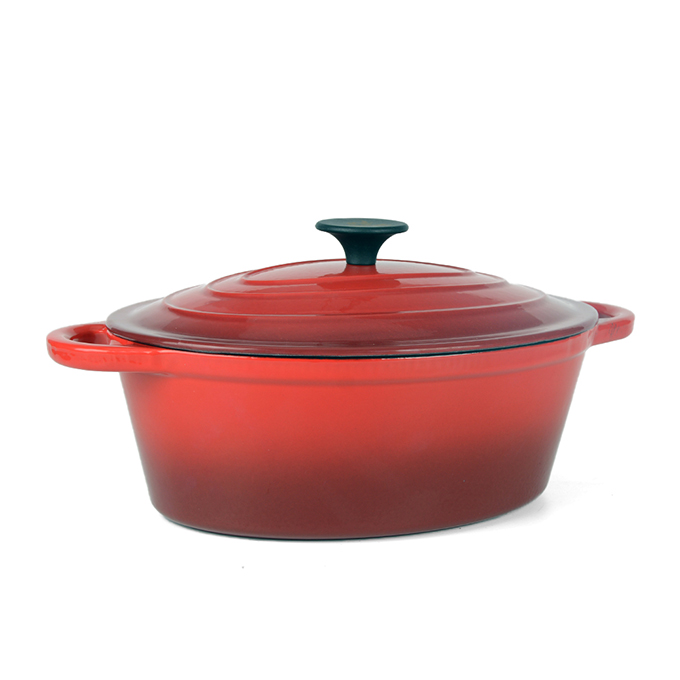 Cocotte ovale en fonte &eacute;maill&eacute;e 20 cm