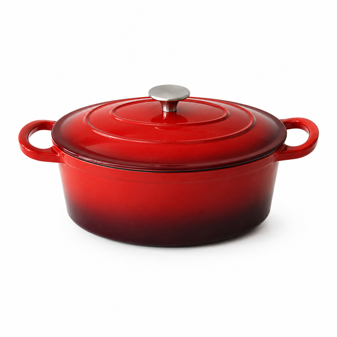 Cocotte ronde en fonte &eacute;maill&eacute;e