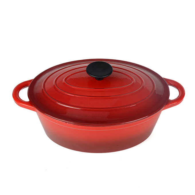 Cocotte ovale en fonte &eacute;maill&eacute;e 20 cm