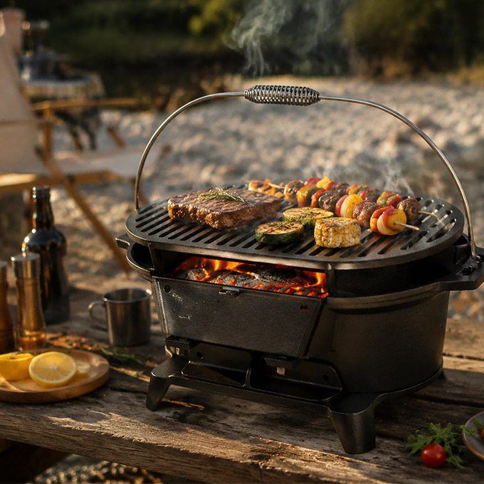 Gril au charbon de bois Hibachi portable en fonte