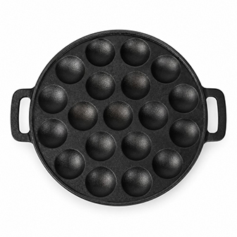 Po&ecirc;le Aebleskiver en fonte pr&eacute;-assaisonn&eacute;e &agrave; double poign&eacute;e