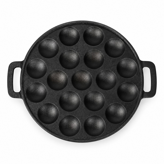 Po&ecirc;le Aebleskiver en fonte pr&eacute;-assaisonn&eacute;e &agrave; double poign&eacute;e