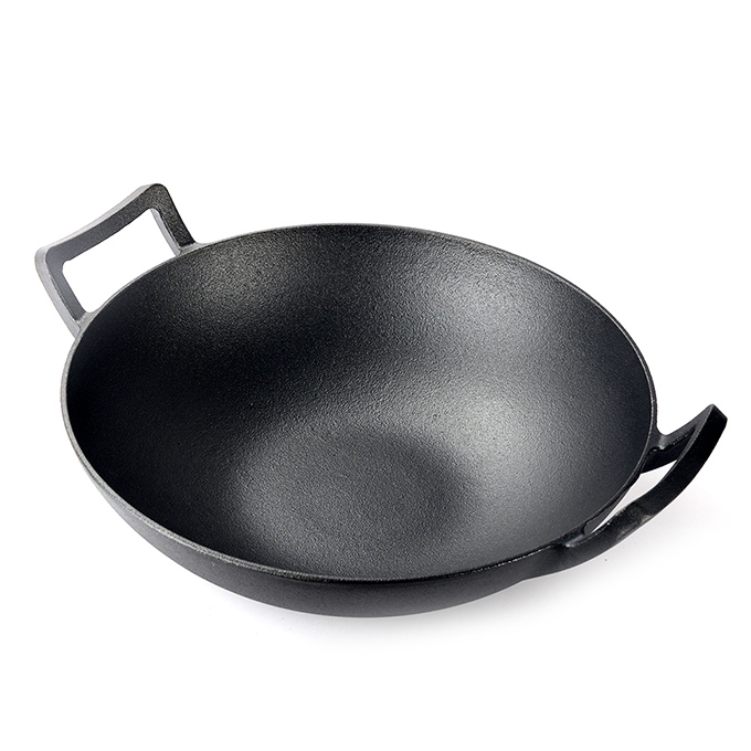 Wok en fonte de 31&nbsp;cm avec couvercle