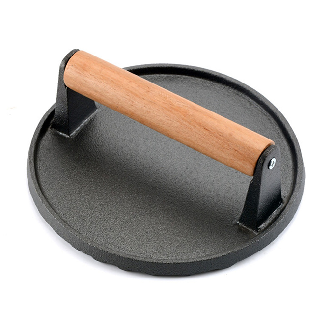Presse &agrave; hamburger ronde en fonte