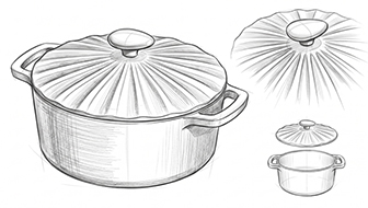 Croquis de la cocotte &eacute;maill&eacute;e