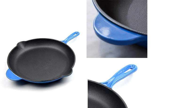Po&ecirc;le en fonte &eacute;maill&eacute;e de 30 cm avec deux poign&eacute;es