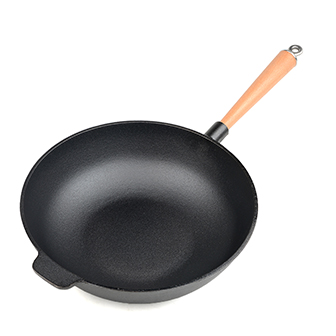 Wok en fonte pr&eacute;-enduite &agrave; une poign&eacute;e de 31&nbsp;cm