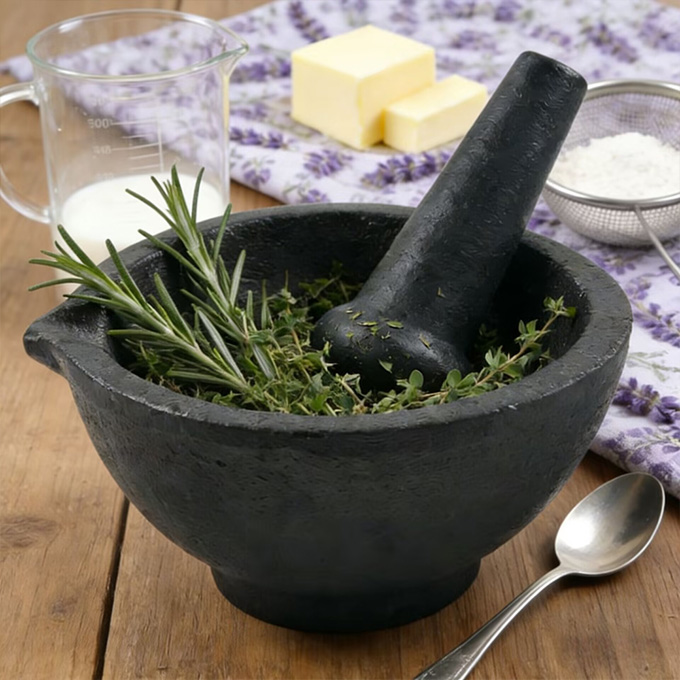Ensemble d'outils pour mortier et pilon en fonte de 6&nbsp;pouces