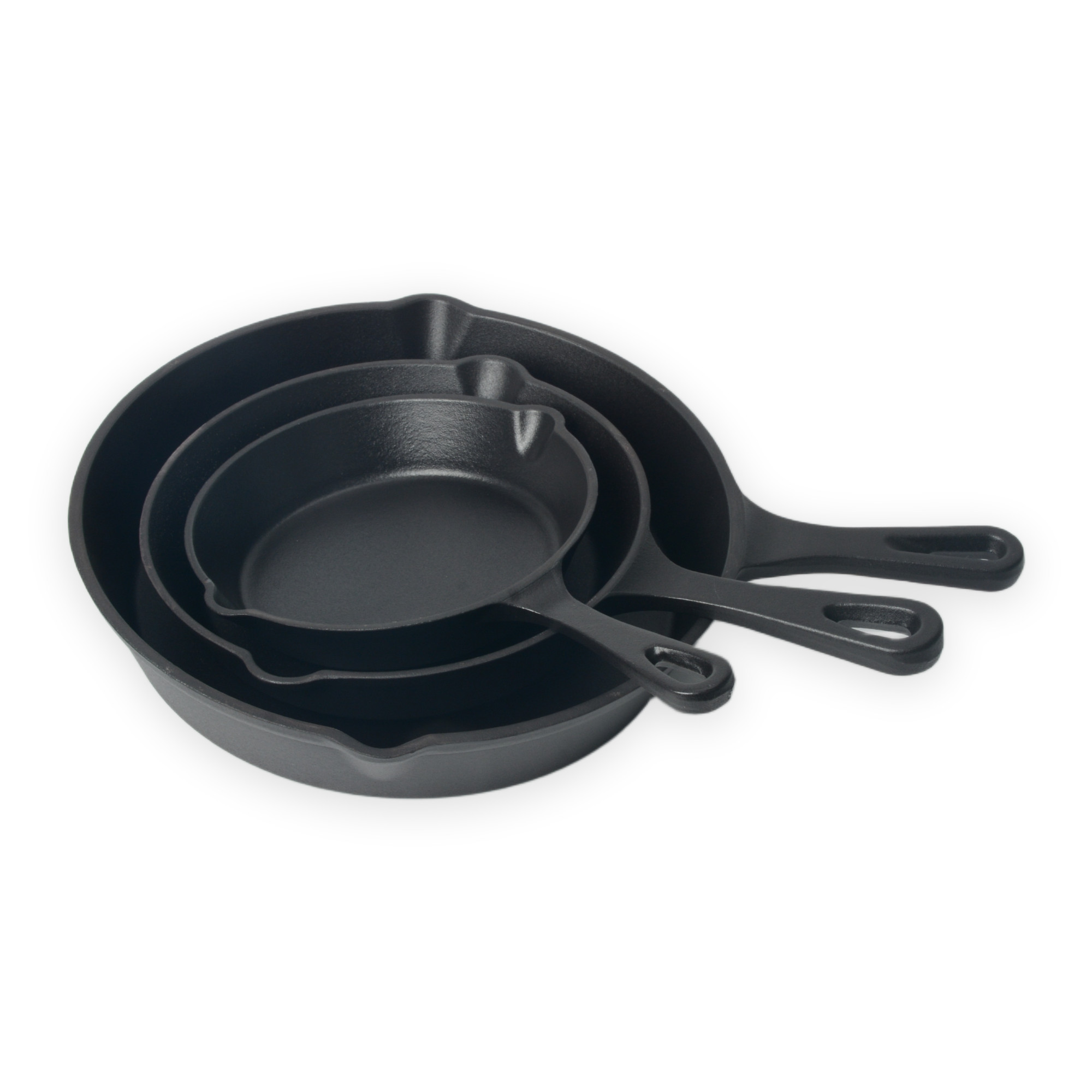 Ensemble de 3&nbsp;po&ecirc;les en fonte &eacute;maill&eacute;e noir mat