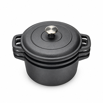 Batterie de cuisine empilable en fonte 3&nbsp;pi&egrave;ces avec couvercle