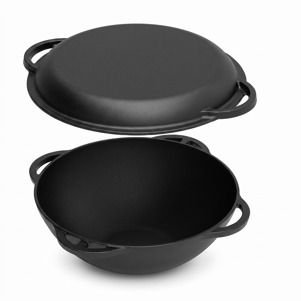 Moule &agrave; pain en fonte avec 4 poign&eacute;es en boucle