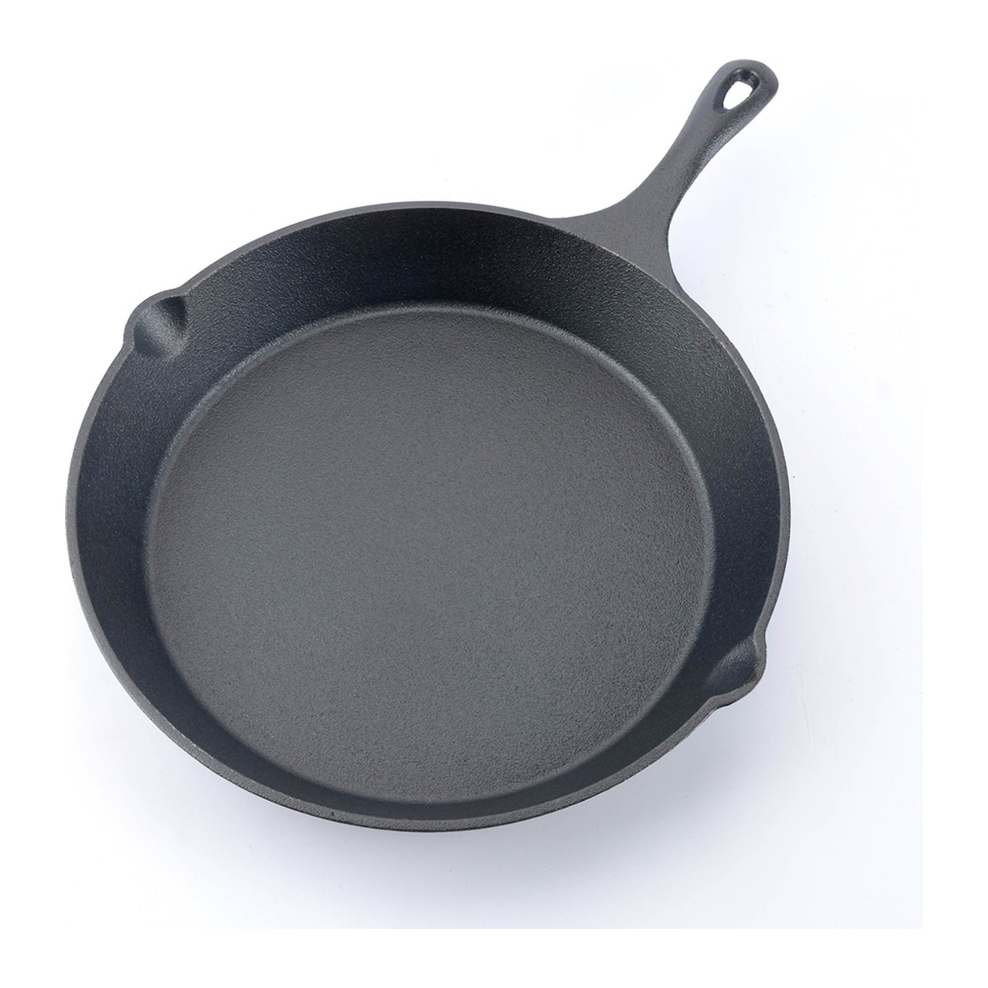 Po&ecirc;le en fonte pr&eacute;-assaisonn&eacute;e de 30&nbsp;cm avec double bec verseur