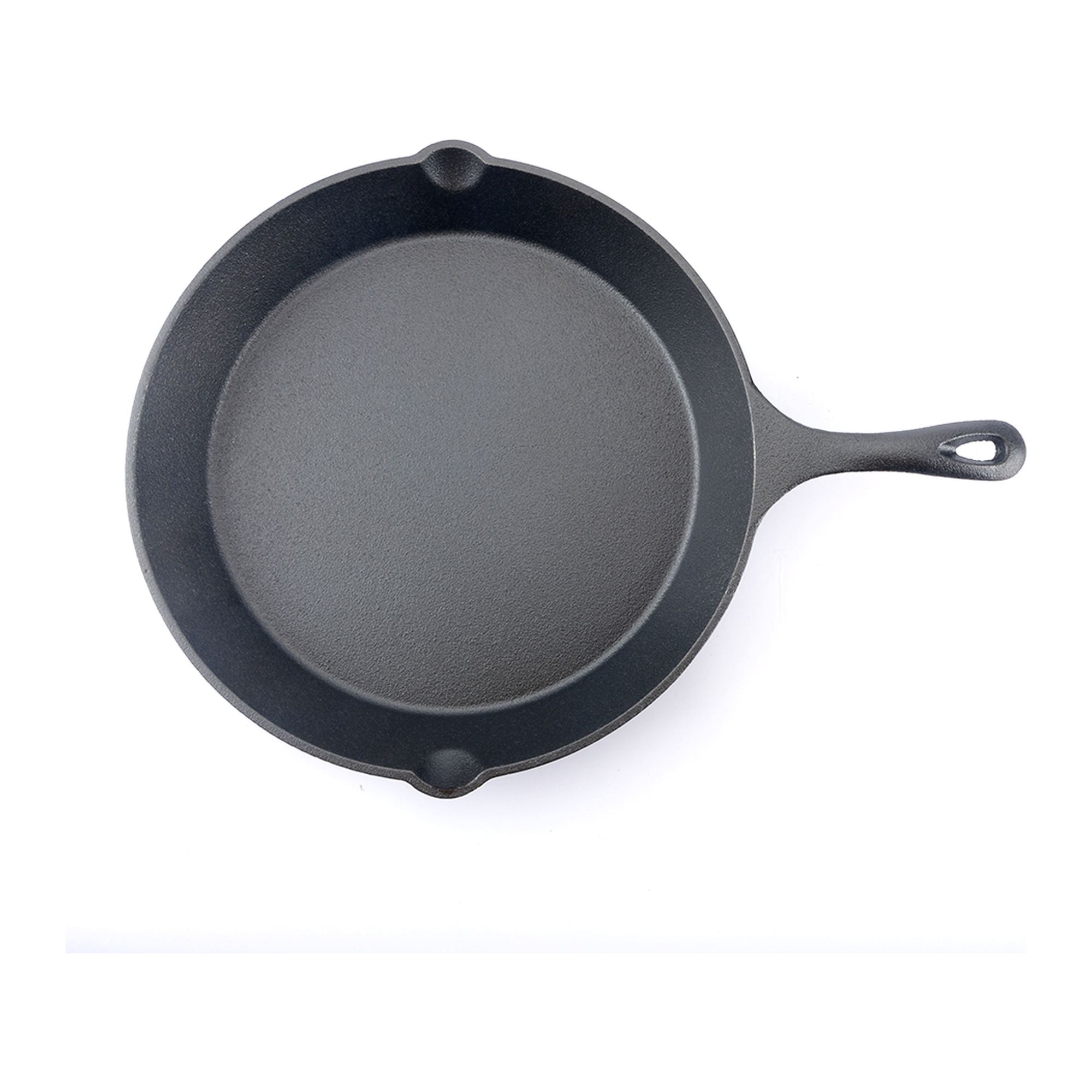 Po&ecirc;le en fonte pr&eacute;-assaisonn&eacute;e de 30&nbsp;cm avec double bec verseur