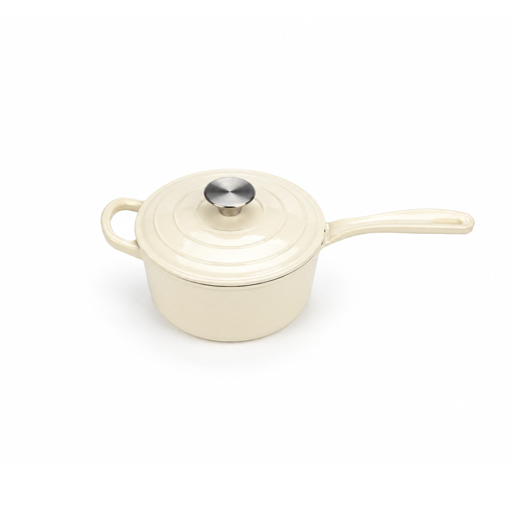 Pot &agrave; lait/Pot &agrave; sauce en fonte &eacute;maill&eacute;e
