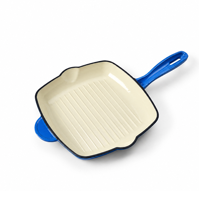 Po&ecirc;le &agrave; steak carr&eacute;e en fonte &eacute;maill&eacute;e